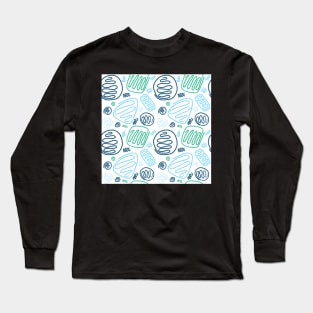 Blue Green One Line Shapes Long Sleeve T-Shirt